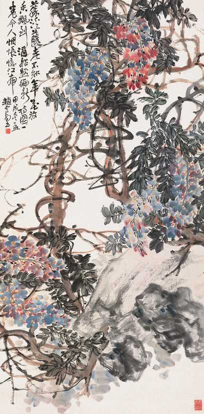 赵云壑 甲戌（1934年）作 老藤花香到酒船 立轴